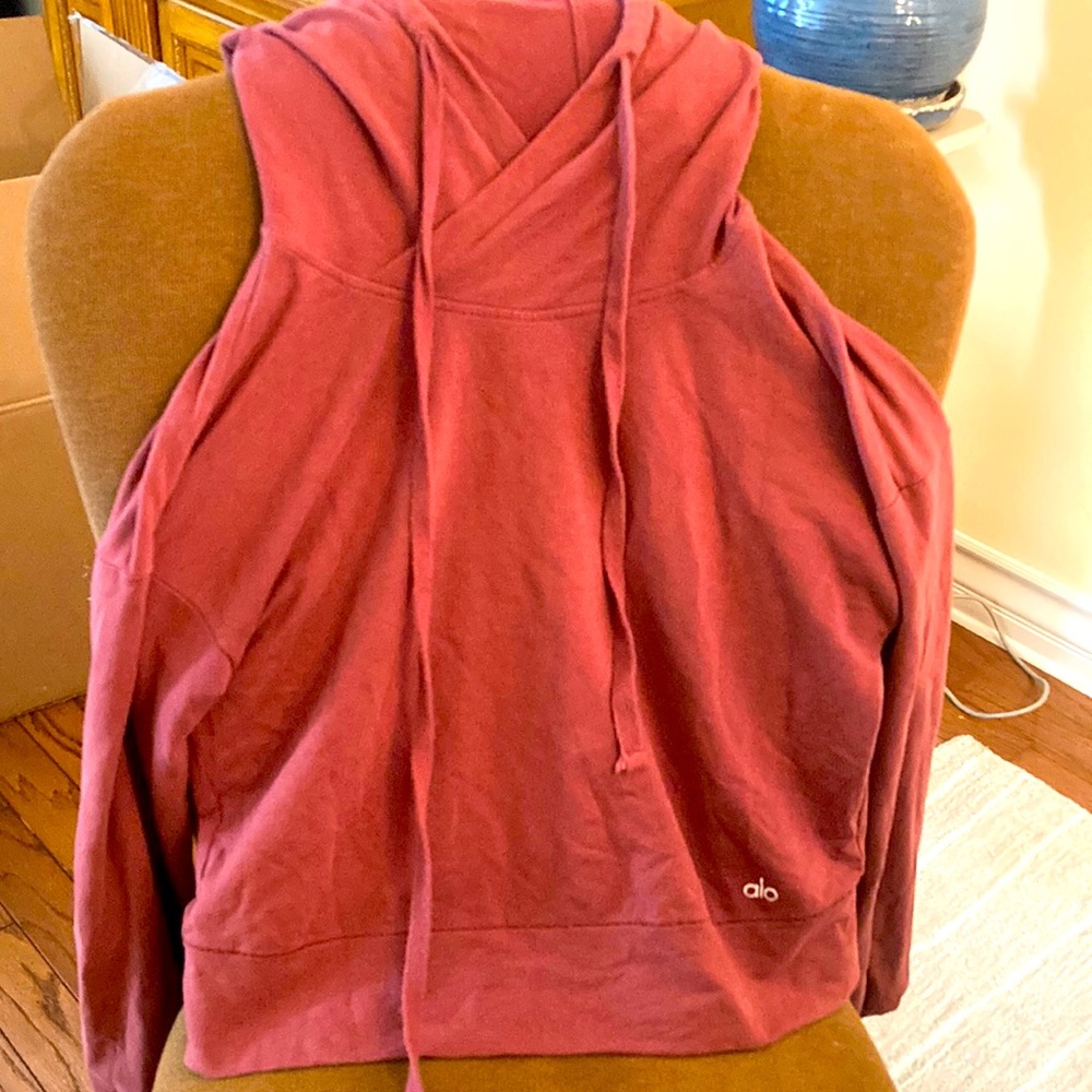 XS Alo Yoga red sweatshirt with drawstrings